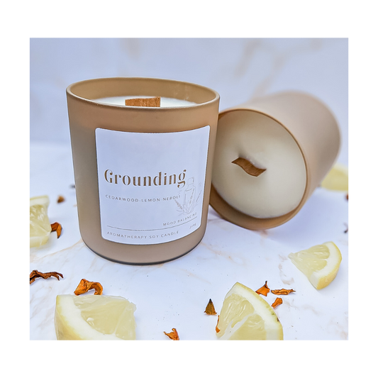 Wood Wick Aromatherapy Candle~ Grounding - Wild Rose Candle Co.